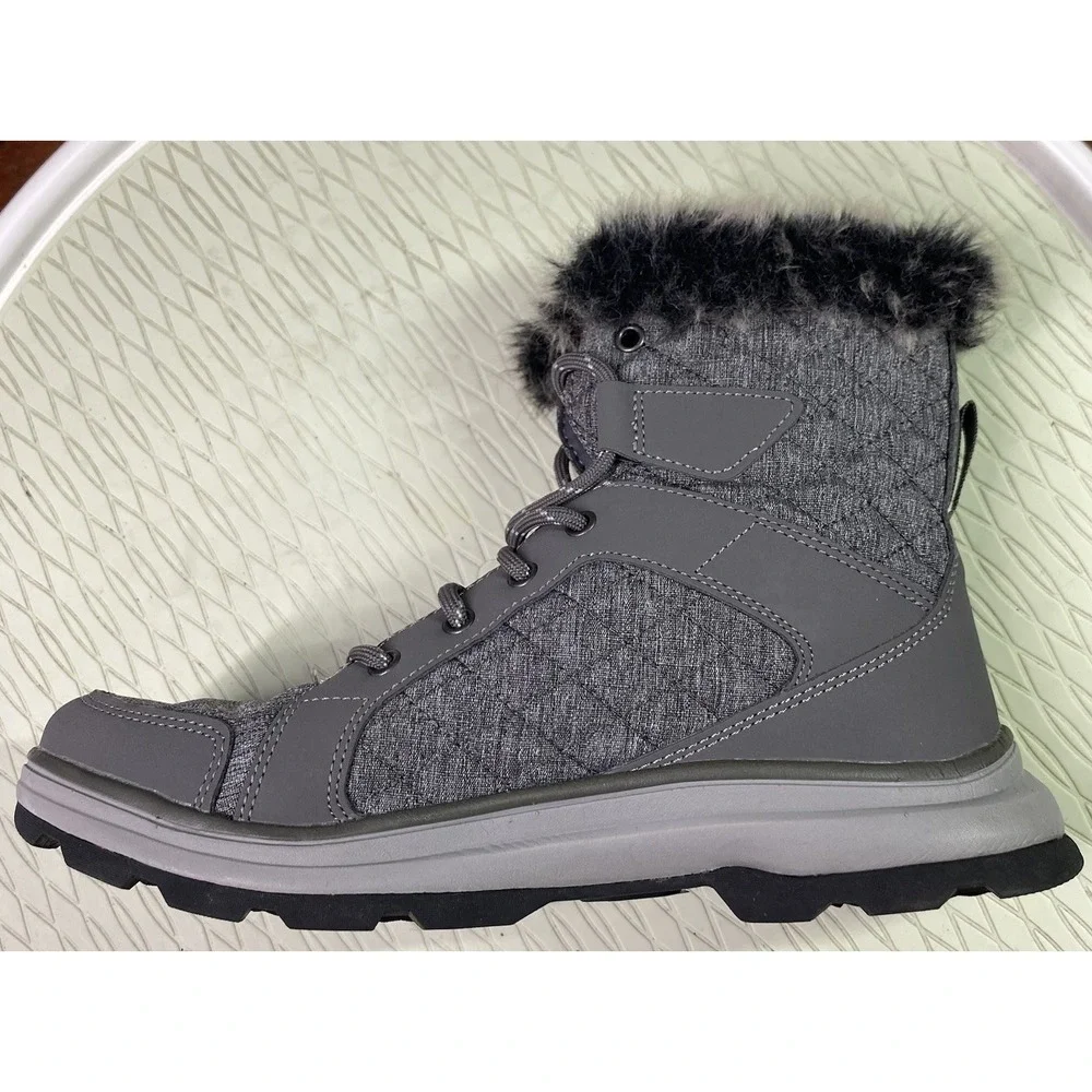 Ryka Brisk Womens Water Repellent,Quilted Winter Ankle Boots Gray Sz. 7.5‎ M EUC